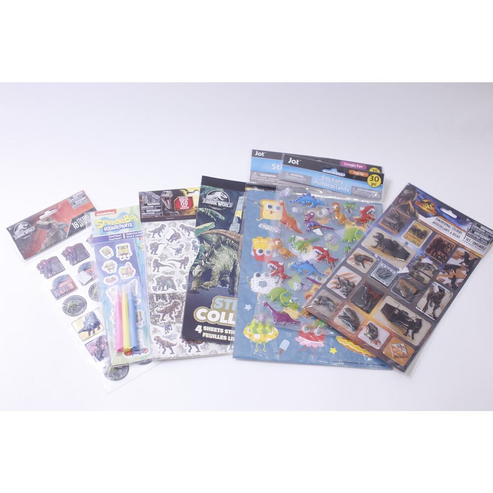 Large Lot, Jurassic Park, Spongebob, 3D, Booklets, Boy, Sticker Lot, Scrapbookin